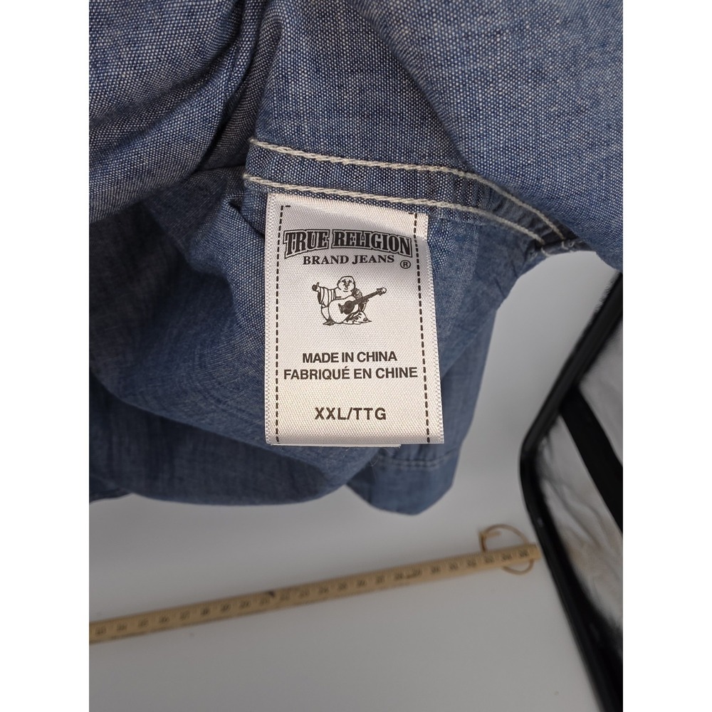 True Religion Denim Western Button-Up Shirt Men's 2XL Blue Long Sleeve - Picture 5 of 9